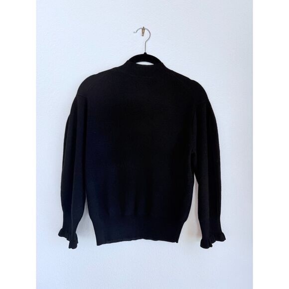 NWT Madewell Merino Wool Ruffle Mock Neck Sweater in Black Size XS - Picture 9 of 15